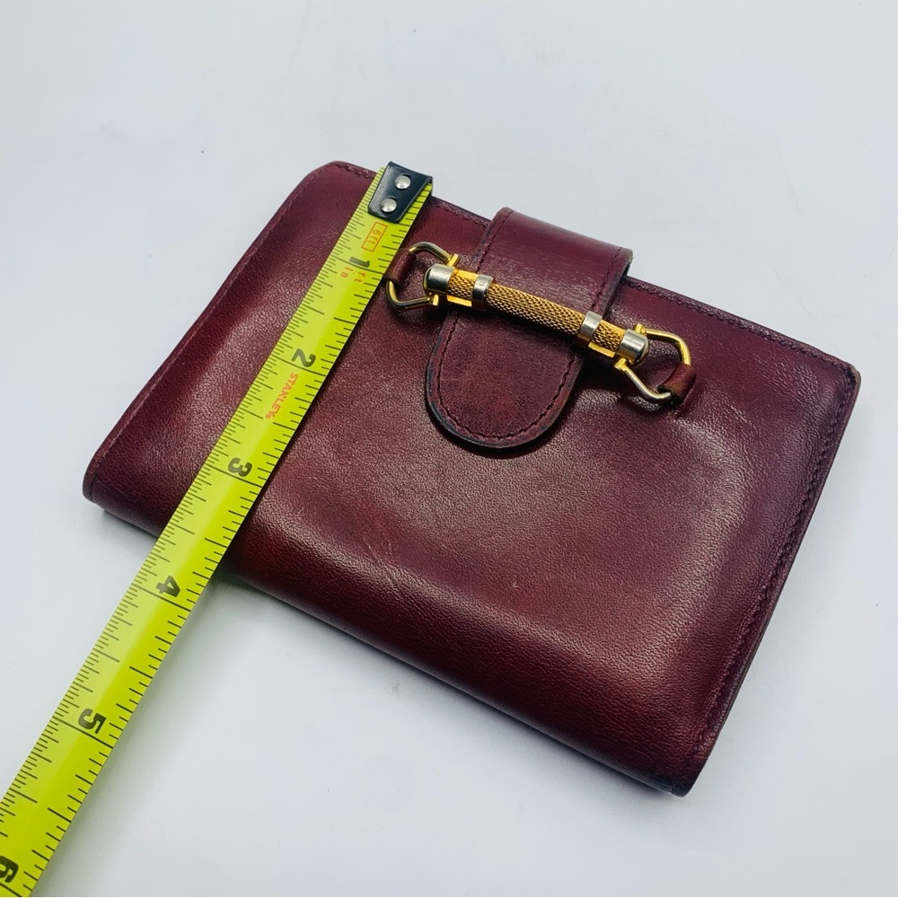 Vintage Burgundy Leather Wallet with Gold Horsebit Detail – Equestrian Style - Picture 15 of 16